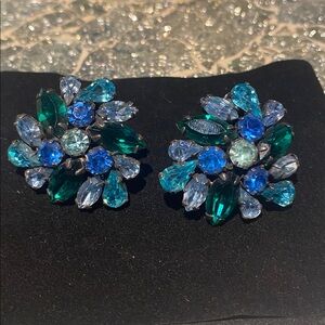 Albert Weiss Blue and Green Crystal Earrings